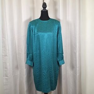 Vintage Liz Claiborne Silk Teal Dress Petite 12